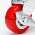 Roulettes à tige filetée en PVC rouge légère